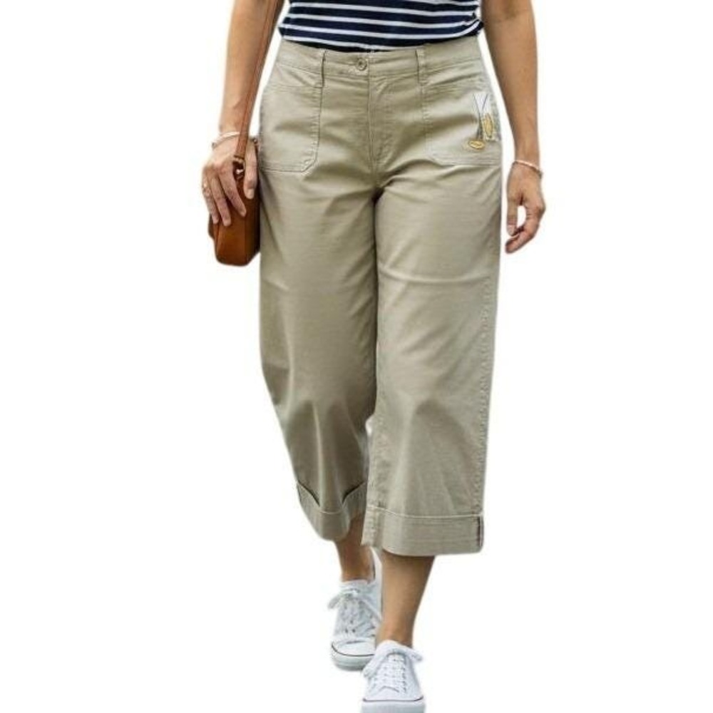 NWT Talbots Woman Petites‎ 16W Classic Fit Stretch Crop Pants Beige - Picture 3 of 12